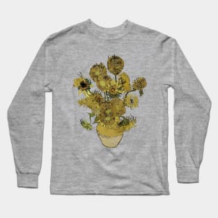 Van Gogh Sunflowers Grunged Long Sleeve T-Shirt